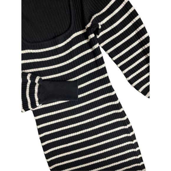 Ann Taylor black and white fitted sweater dress midi size medium Petite - Picture 5 of 5